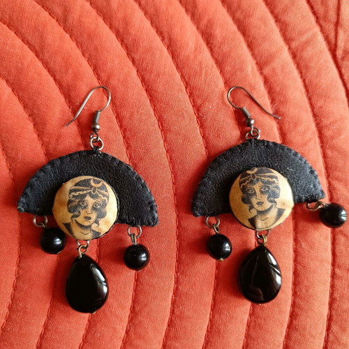 B612 earrings like new, handmade with leather