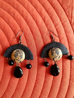 B612 earrings like new, handmade with leather