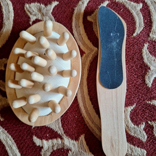 Wooden foot brush and rasp