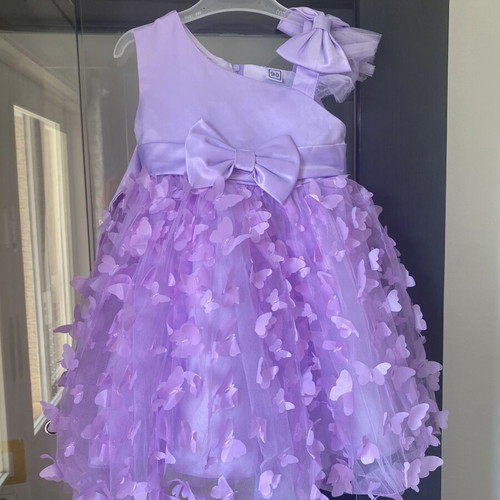 Official toddler dress lilac with 3D butterflies size 90