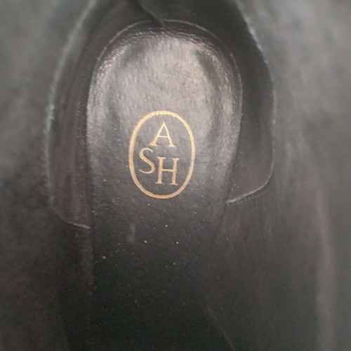 Ash black suede ankle boots with side fringe and zipper, 7 cm heel