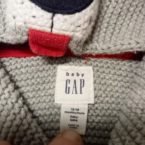 Sweater jacket with dog hood buttons GAP 12/18 months like new