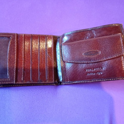 Men's leather wallet brown new with Italian style VERA PELLA