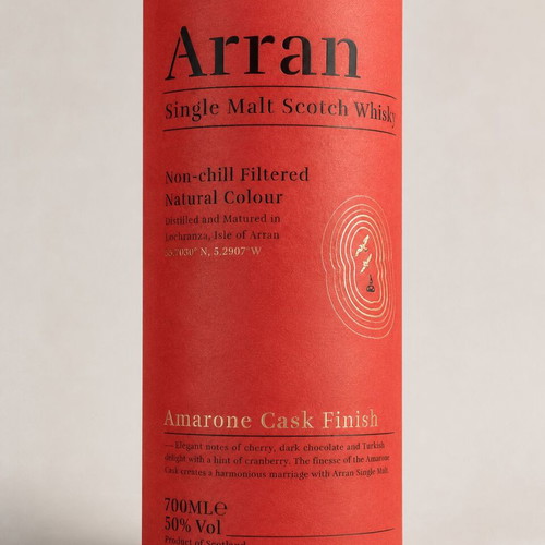 Arran Single Malt Scotch Whisky Amarone Cask Finish empty collectible bottle with original case