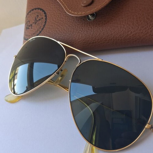 Ray Ban vintage large aviator sunglasses, black and gold