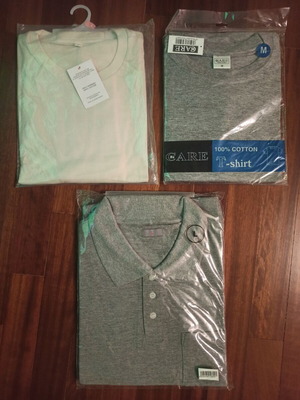 T-shirts new, pack of 3, sizes M and L, gray and beige