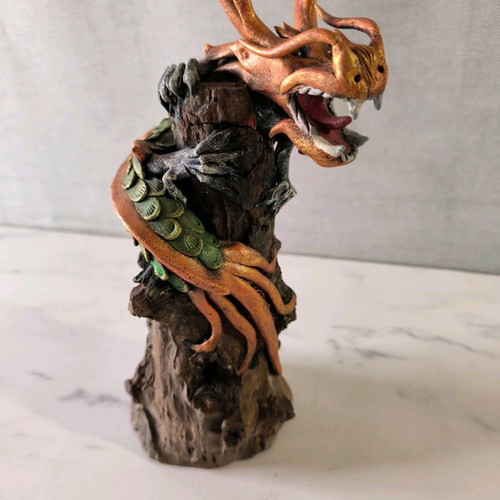 Wooden dragon handmade used with painted details