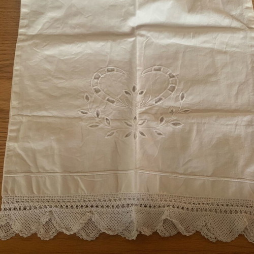 Cotton white pillowcases with handmade details new