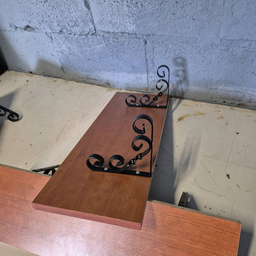Wooden shelves with modern iron base, set of 3, new