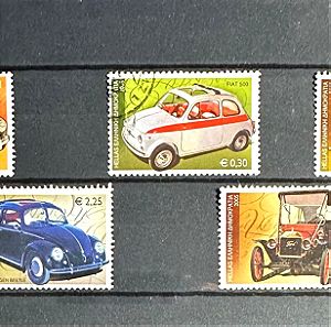 Ελληνικά γραμματόσημα: 2005 αυτοκινητα, πληρης σειρα