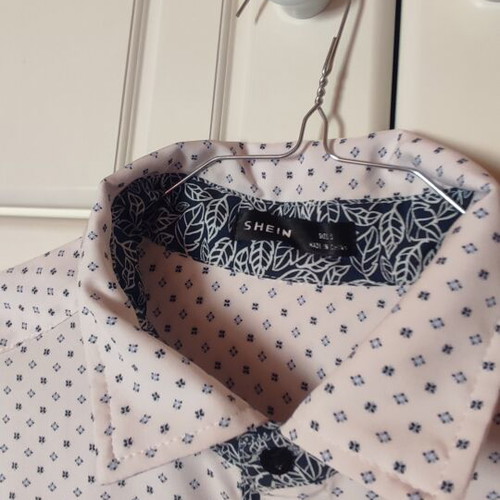 SHEIN white shirt with blue pattern size S like new
