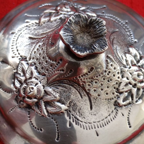 Vintage Silver-Plated Jewelry Box used with embossed floral motif