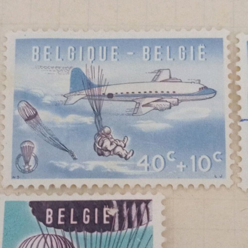 Belgian stamps 1960 parachute jumping theme like new