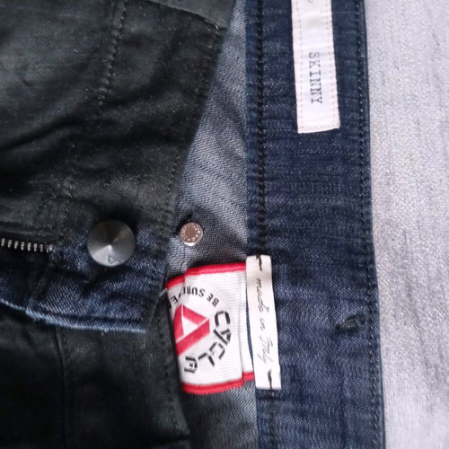 Cycle black denim pants with blue details like new, size M