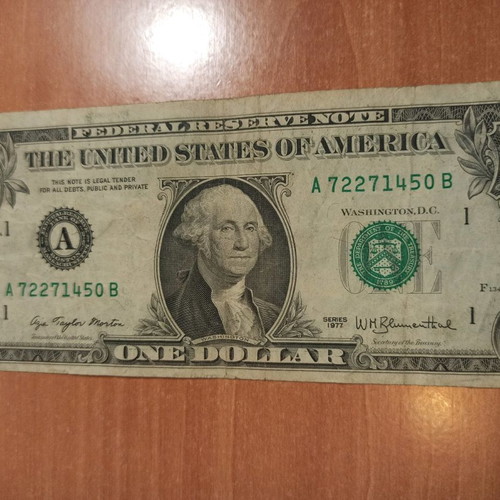 American banknote 1977 1 dollar used