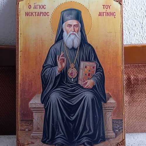 Saint Nektarios handmade icon 41×28cm new