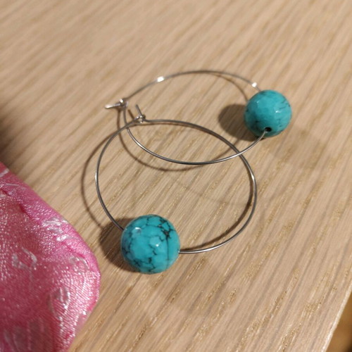 Silver earrings with semi-precious stones new, turquoise