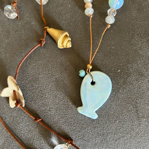 Fish necklace of very good quality and gift Necklace with leather decorations