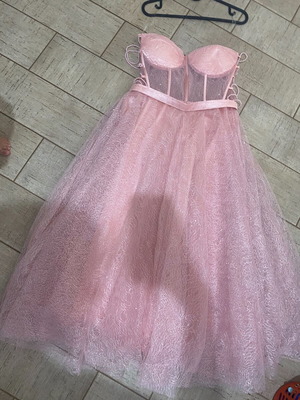 Pink dress with glitter new, size L, ideal for baptism or wedding