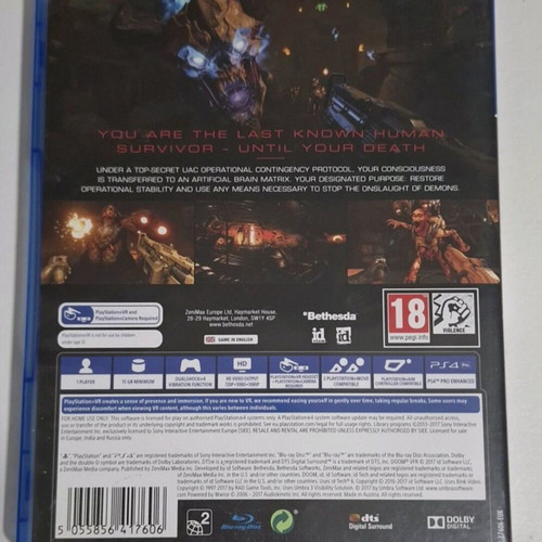 Doom VFR PS4 game used