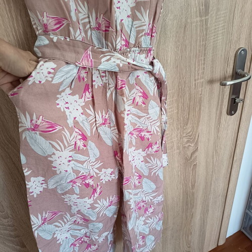 Esmara Linen Jumpsuit Size M Like New Beige Pink