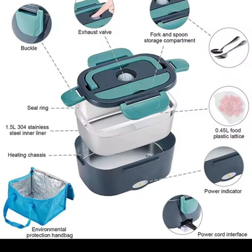 Electric Heated Food Container 1.5L 80W Stainless Steel