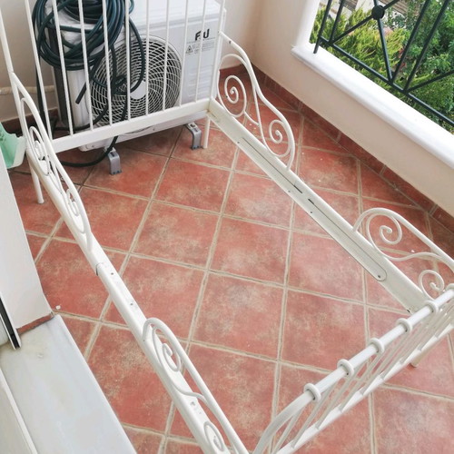Iron single bed with extension and used mattress