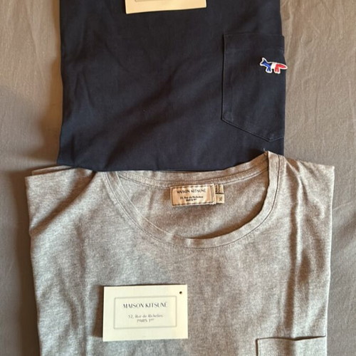 Maison Kitsune Paris T-shirt size XL, 2 pieces, grey and blue