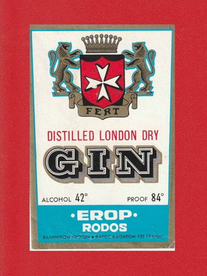 Bottle labels used, Emery Rodos, set of 2 pieces