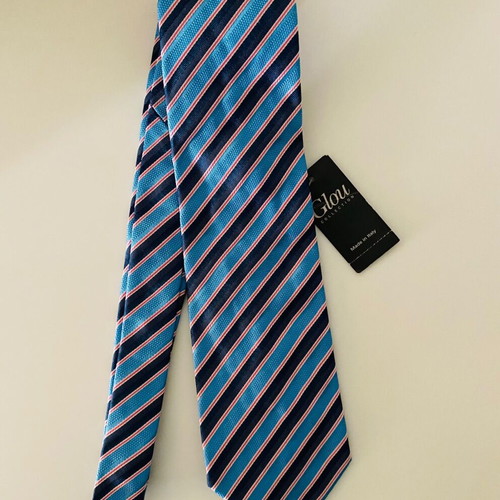 Glou tie new 100% silk blue turquoise