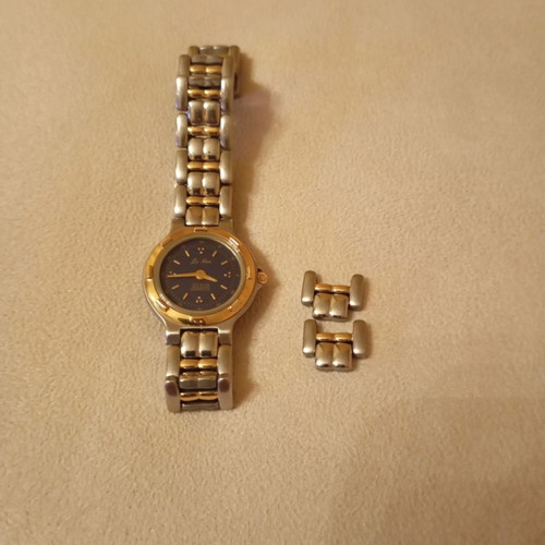 Le Noir Elxis women's wristwatch used, quartz, waterproof, silver with 18k gold