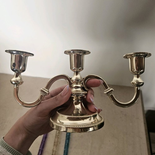 Candlestick with 3 used decorative plastic candles