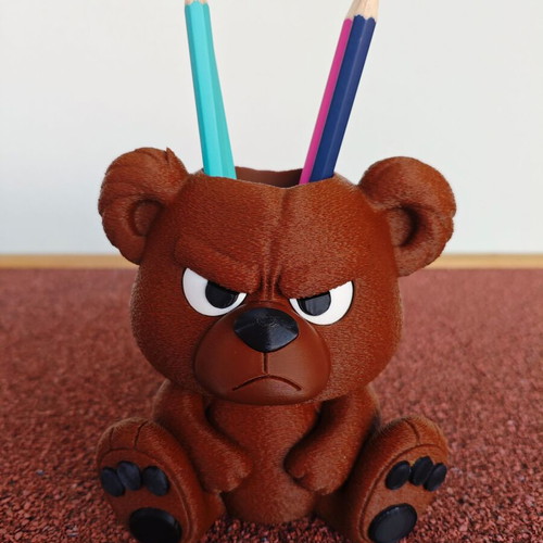 Pencil holder angry bear new