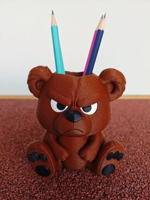 Pencil holder angry bear new
