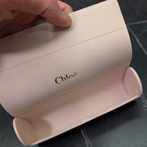 Chloe large beige sunglasses case with card and cloth