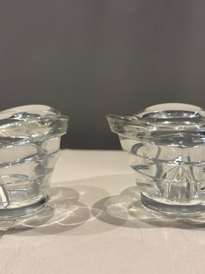 Vintage crystal tulip candleholders set of 2, made in Italy