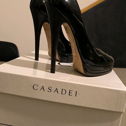 Casadei black patent leather pumps size 36 like new