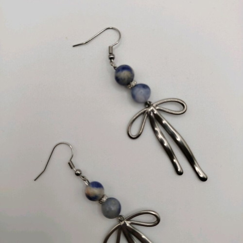 Handmade earrings from sodalite and stainless steel new, blue and silver