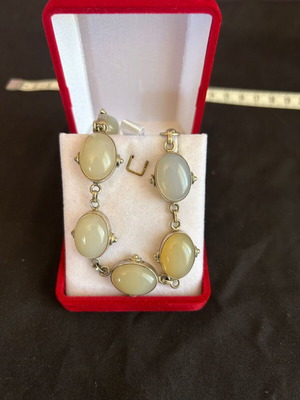 Silver bracelet with turquoise-gray stones like new