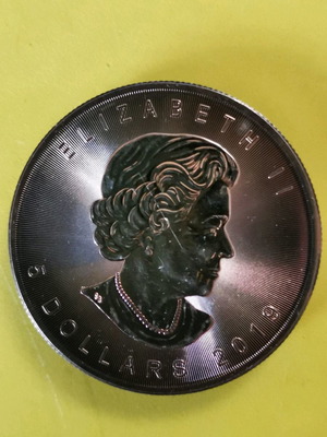 Coin Canada 5 Dollars 2019 new, Maple leaf silver 0.999