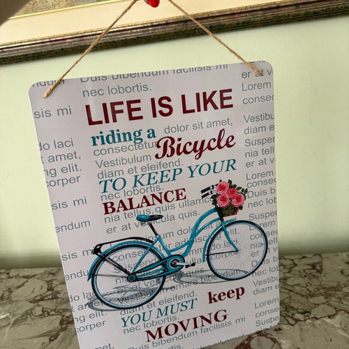Decorative Wall Art with Bicycle and Inspirational Message like new