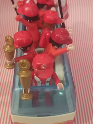Playmobil OSFP basketball players and fans figures with flags and trophies