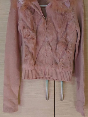 La peLLe jacket with fur like new, pink, size S