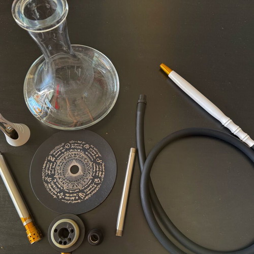 Alpha S Hookah used with glass, hose, and handle