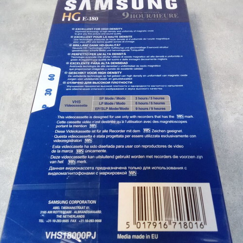 Samsung HG E 180 video cassette new, 3 hours recording time