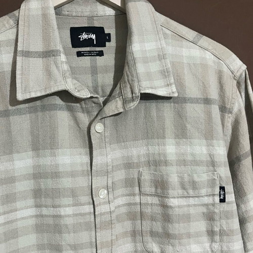 Stussy flannel shirt used, size L, beige