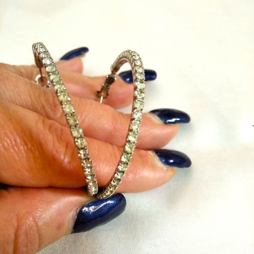 Vintage Glam earrings with rhinestones like new, silver