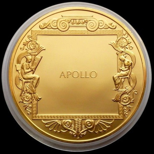 Apollon gold-plated 24K proof medal like new, Ancient Greece