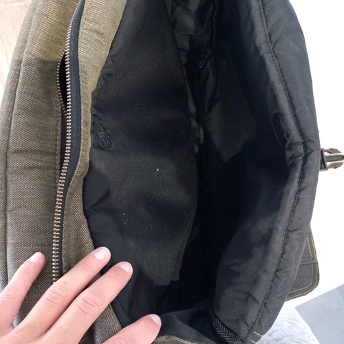 Baby stroller bag olive denim like new with pockets and changing mat