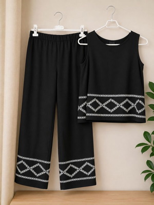 Deppy Joo Black Linen Set S/M Top and Pants like new